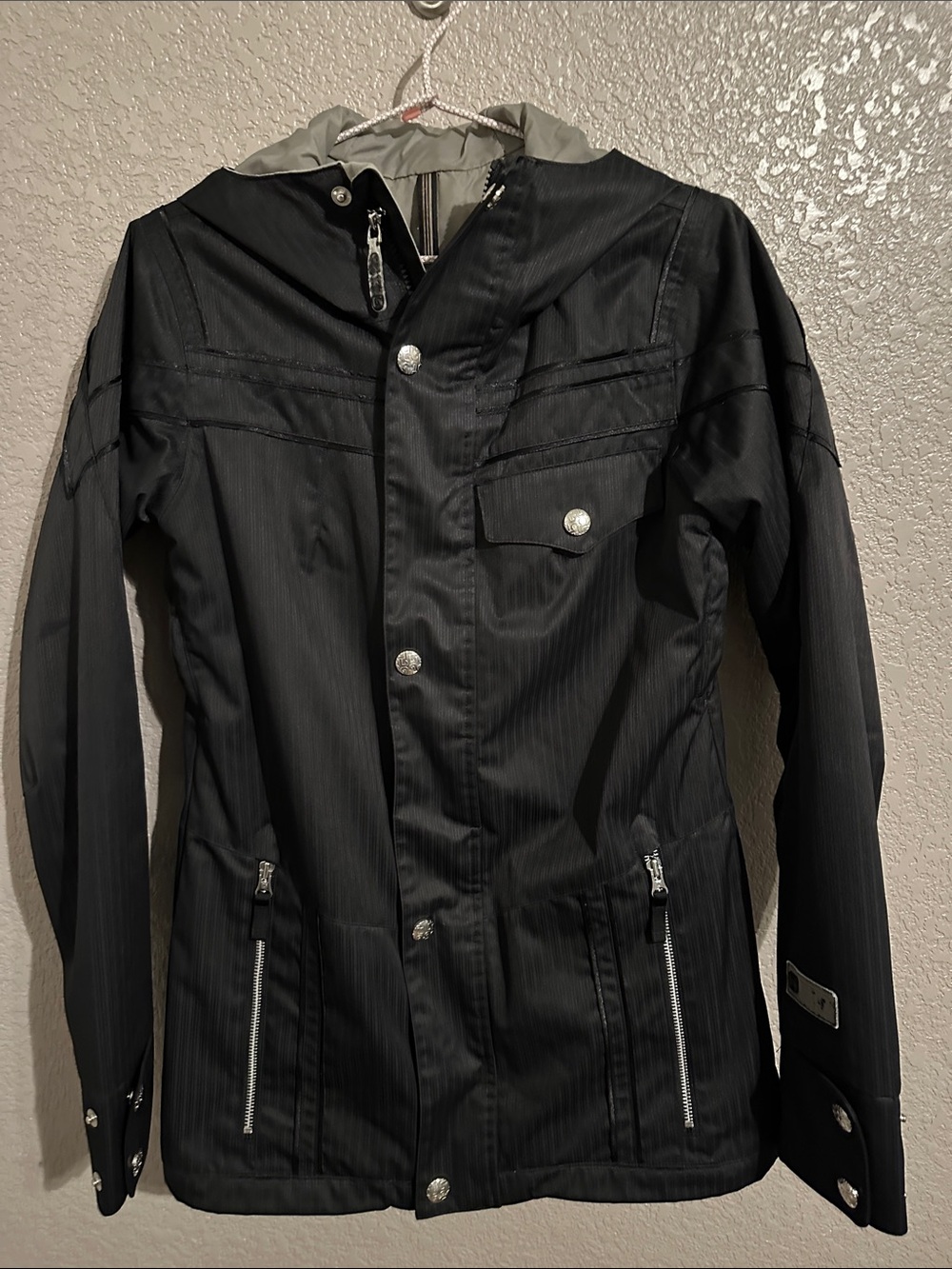 Burton Black Hooded Ski Jacket with Silver Hardware